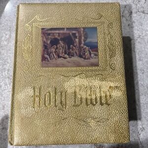 Vintage Holy Bible Hertel Blue Ribbon Reference 1971 Edition Illustrated Gold